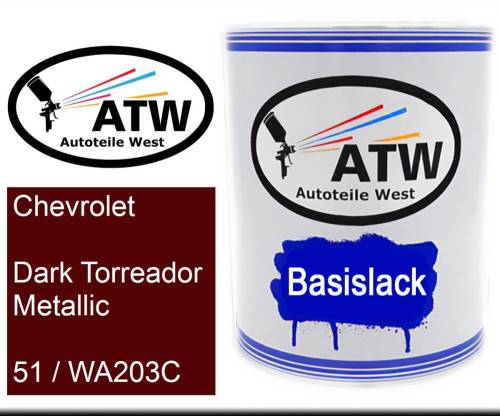 Chevrolet, Dark Torreador Metallic, 51 / WA203C: 1L Lackdose, von ATW Autoteile West.